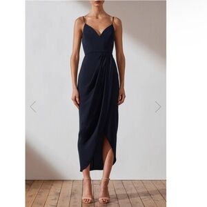 Shona Joy Navy Core Cocktail Midi Dress size 2